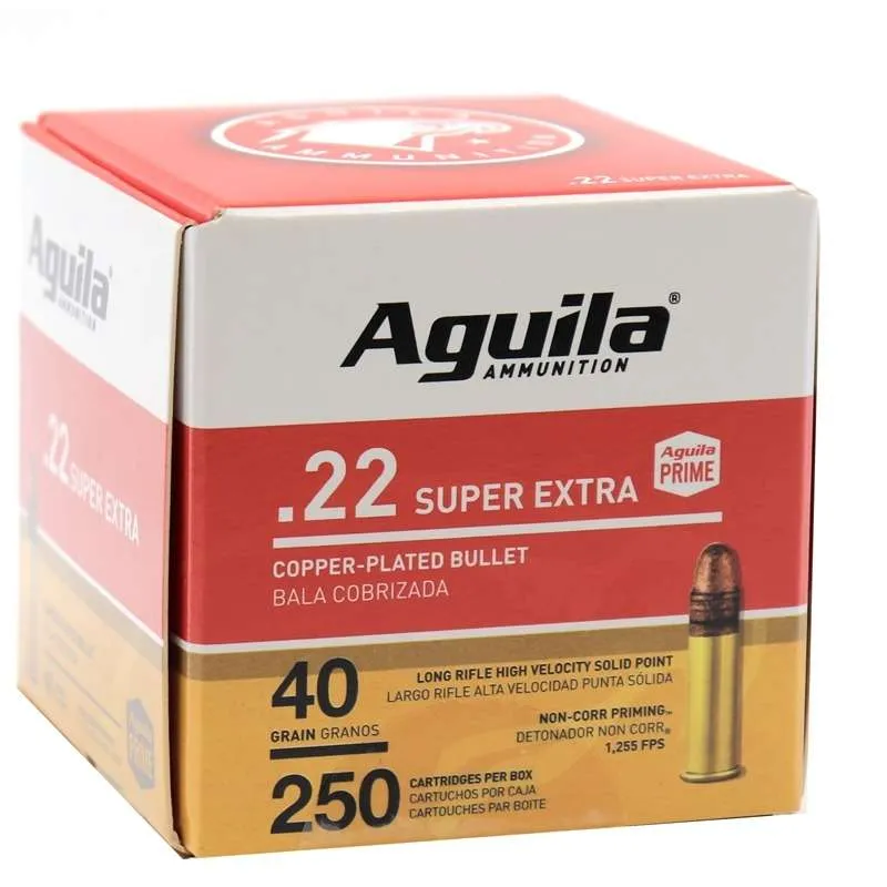 Aguila 22LR - High Vel - 1255fps - 40 Grain Plated LRN - 250 Rounds