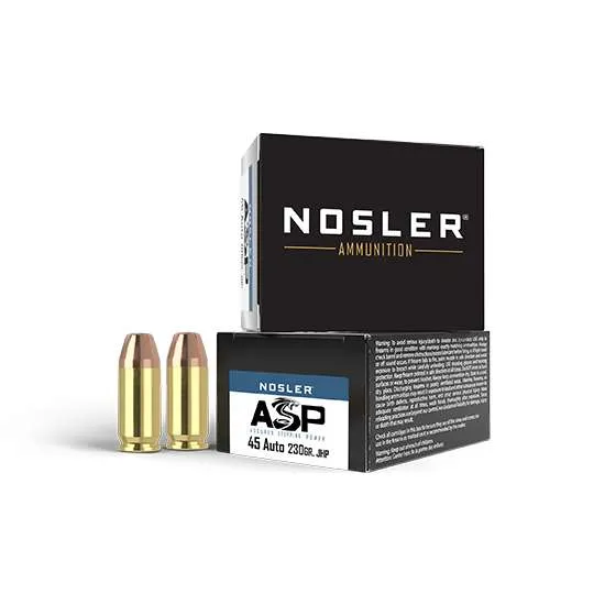 Nosler Match Grade 45 ACP 230 gr Jacketed Hollow Point (JHP) 20 Bx/ 10 Cs