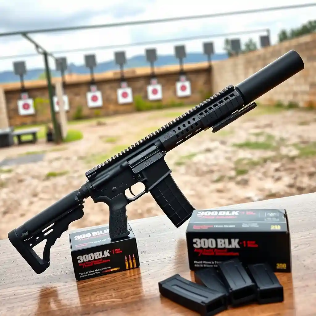 Comparison of 300 BLK AR-style rifles with 9-inch barrel in a tactical shooting range setting, configurations for suppressed, versatile, and long-range applications.