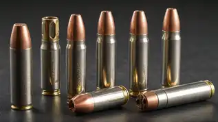 Different types of .223 Remington ammunition displayed